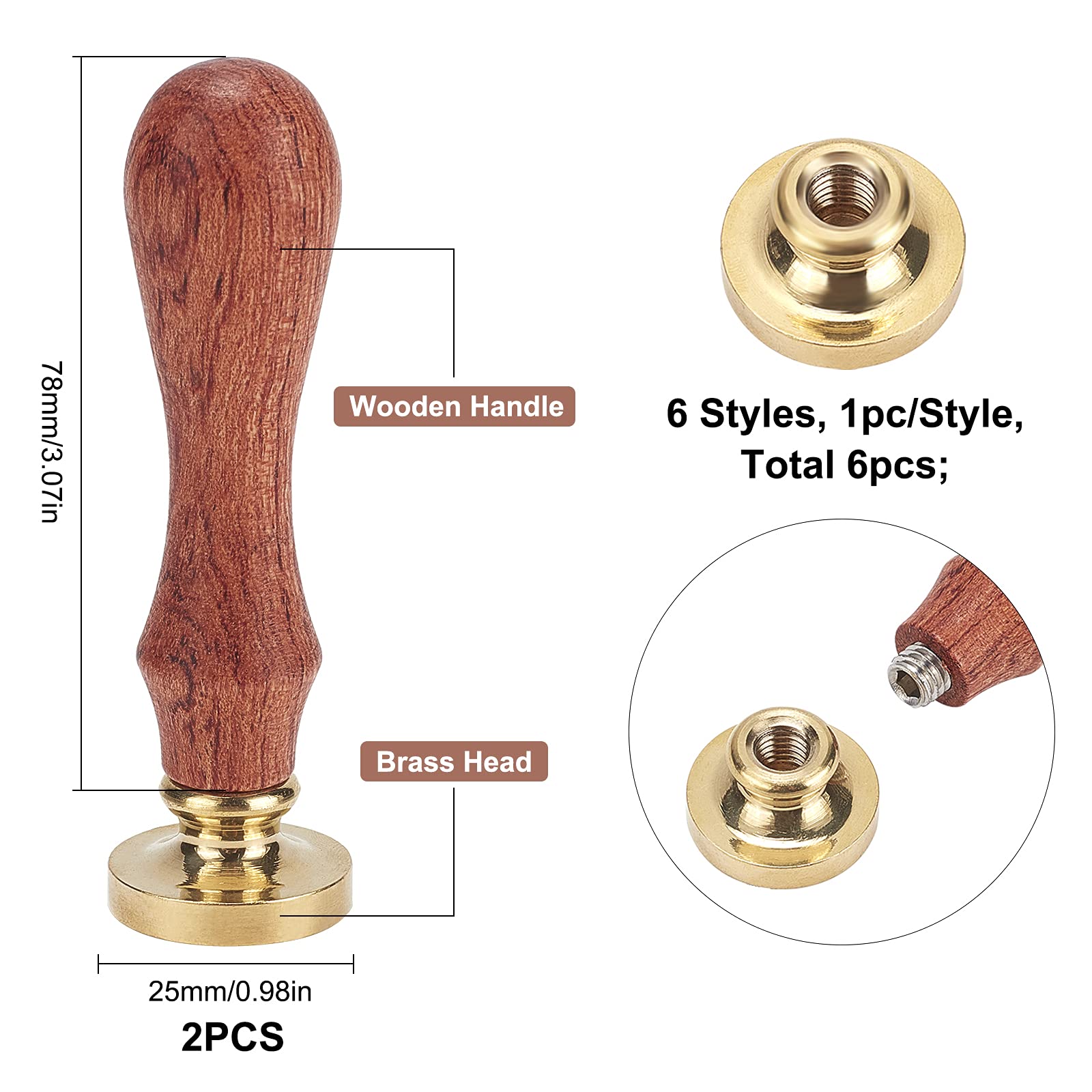 Amazon.co.jp: SUPERDANT 25mm シーリングスタンプ 絵 セット 6種類